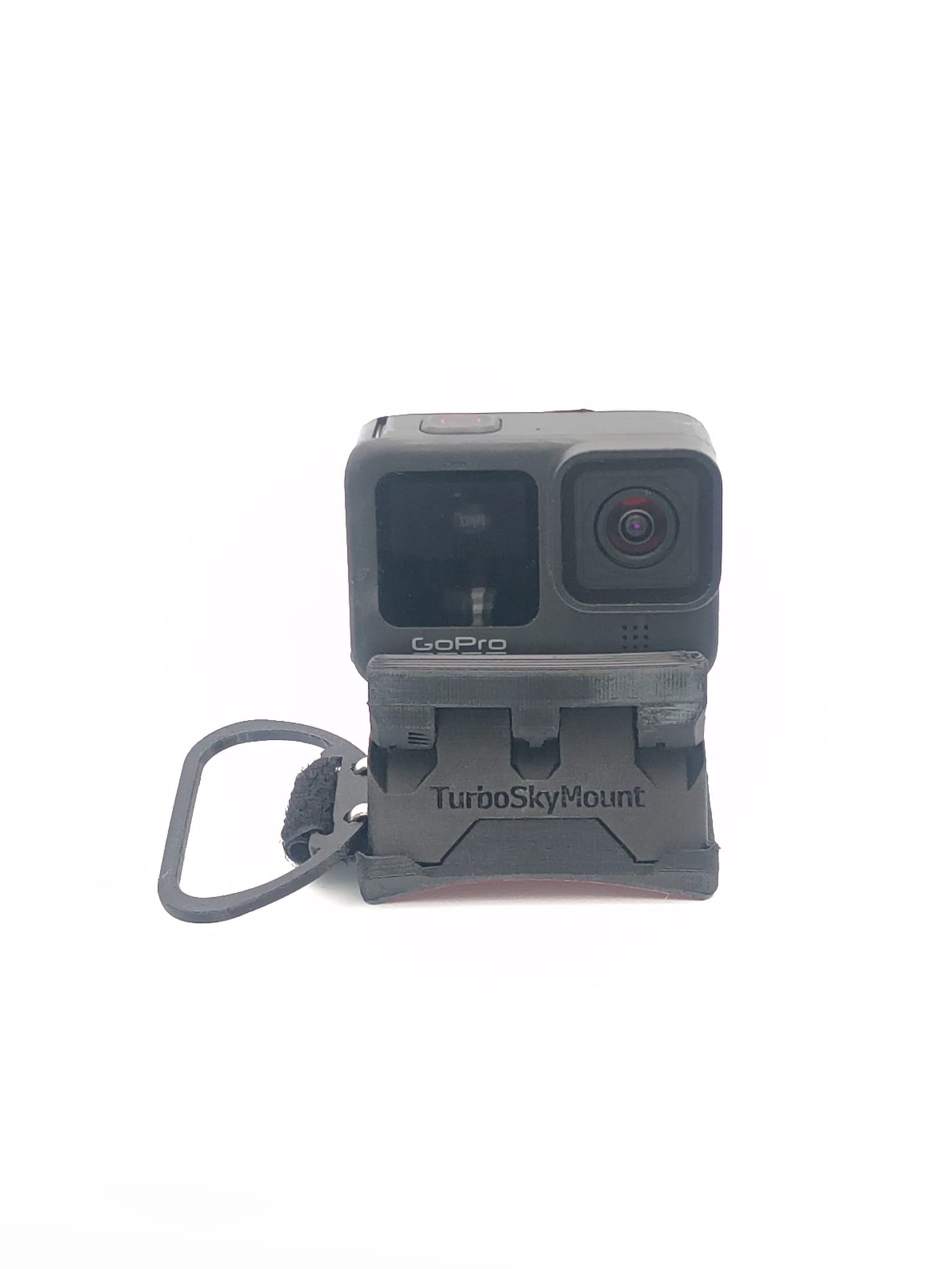 Support GoPro parachutisme noir caméra vue de face