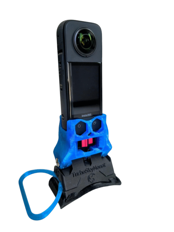 Support Insta360 X parachutisme bleu vue de face
