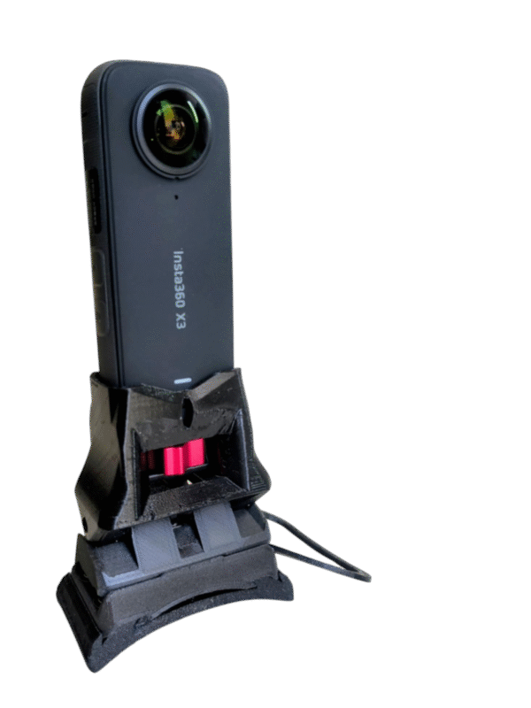 Support Insta360 X parachutisme noir vue de dos