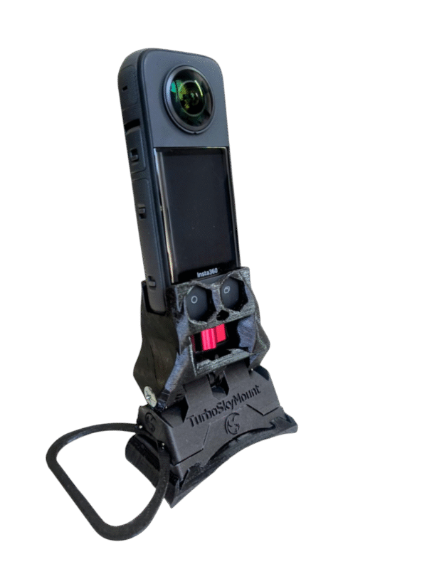 Support Insta360 X parachutisme noir vue de face