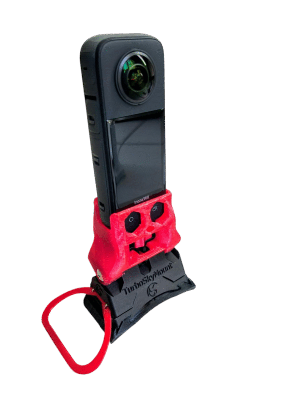 Support Insta360 X parachutisme rouge vue de face