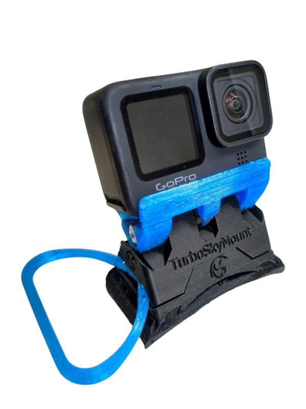 Support magnétique GoPro parachutisme bleu vue de face