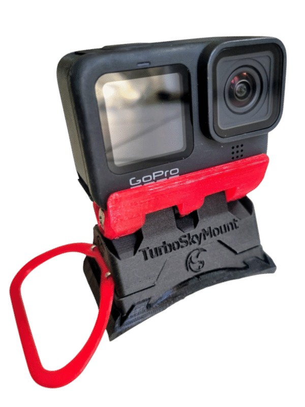 Support magnétique GoPro parachutisme rouge vue de face
